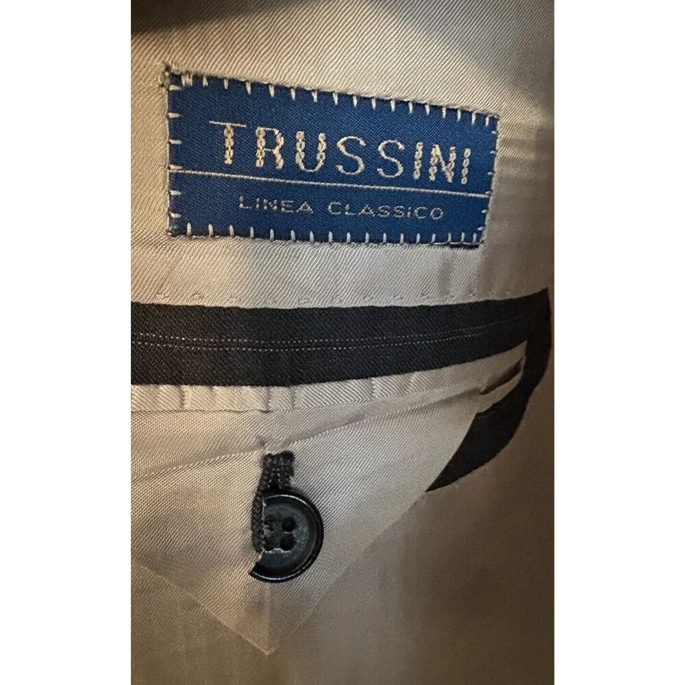 TRUSSINI Charcoal Gray Pinstripe Suit Jacket Blazer Men's Size 54 US IWS Wool